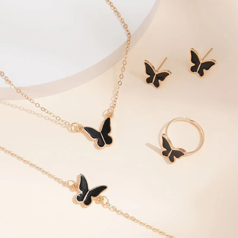 Coffret de Bijoux 5 Pièces - Ensemble Papillon Élégant