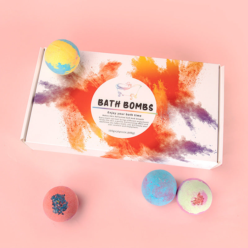 Coffret de 14 Boules de Bain Effervescentes – Explosion de Parfums et de Détente pour un Bain Relaxant