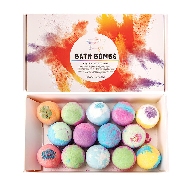 Coffret de 14 Boules de Bain Effervescentes – Explosion de Parfums et de Détente pour un Bain Relaxant