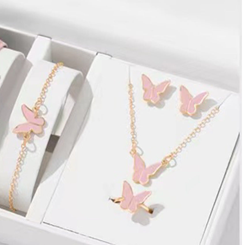 Coffret de Bijoux 5 Pièces - Ensemble Papillon Élégant