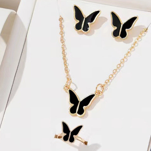 Coffret de Bijoux 5 Pièces - Ensemble Papillon Élégant