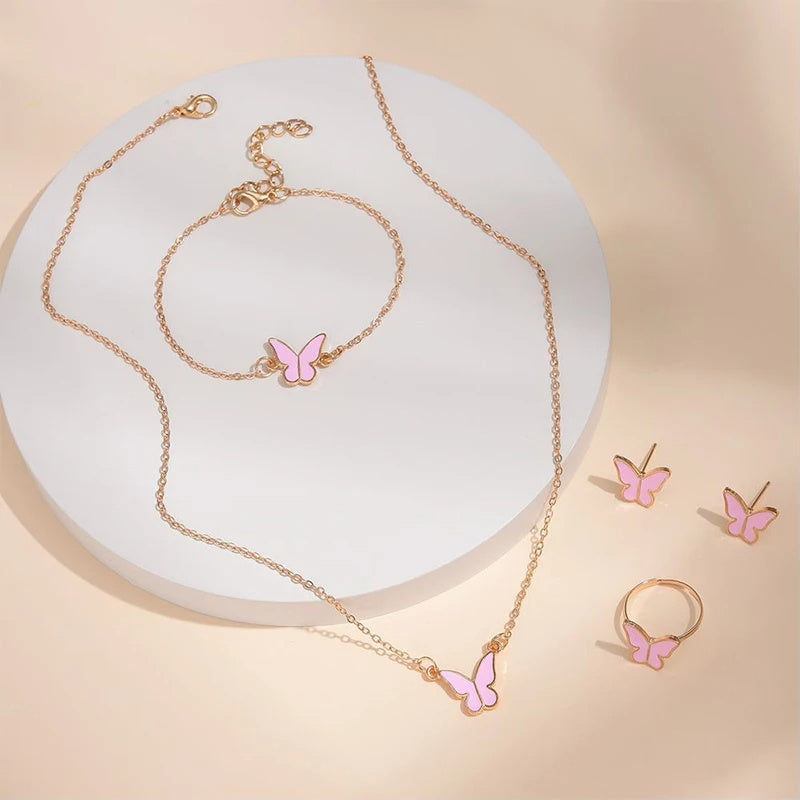 Coffret de Bijoux 5 Pièces - Ensemble Papillon Élégant