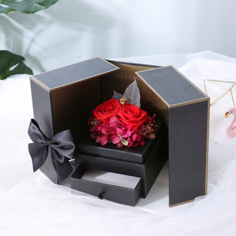 Boîte Cadeau de Roses Éclatantes : Un Présent Enchanteur et Lumineux pour Toutes les Occasions - KadooKadooRouge ÉclatCJZBLXLX22768 - Black packingMykadoo.shopCoffret De Cadeau