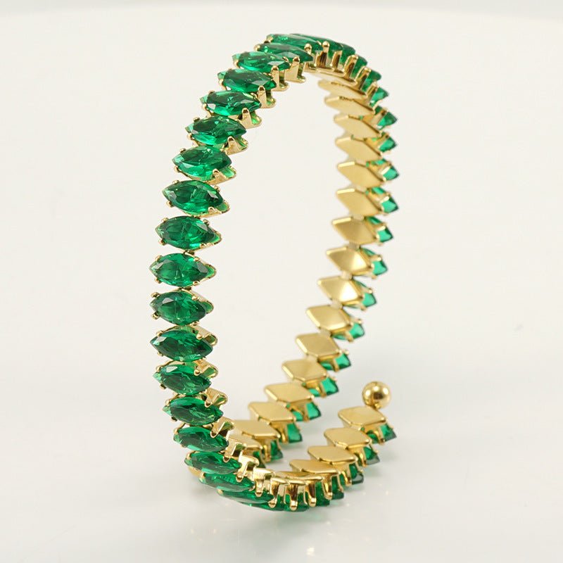 Bracelet en Acier Inoxydable Plaqué Or 18K avec Zircons Verts – Bijou Élégant et Moderne - KadooKadooVert ÉmeraudesCJYD214736804DWMykadoo.shop