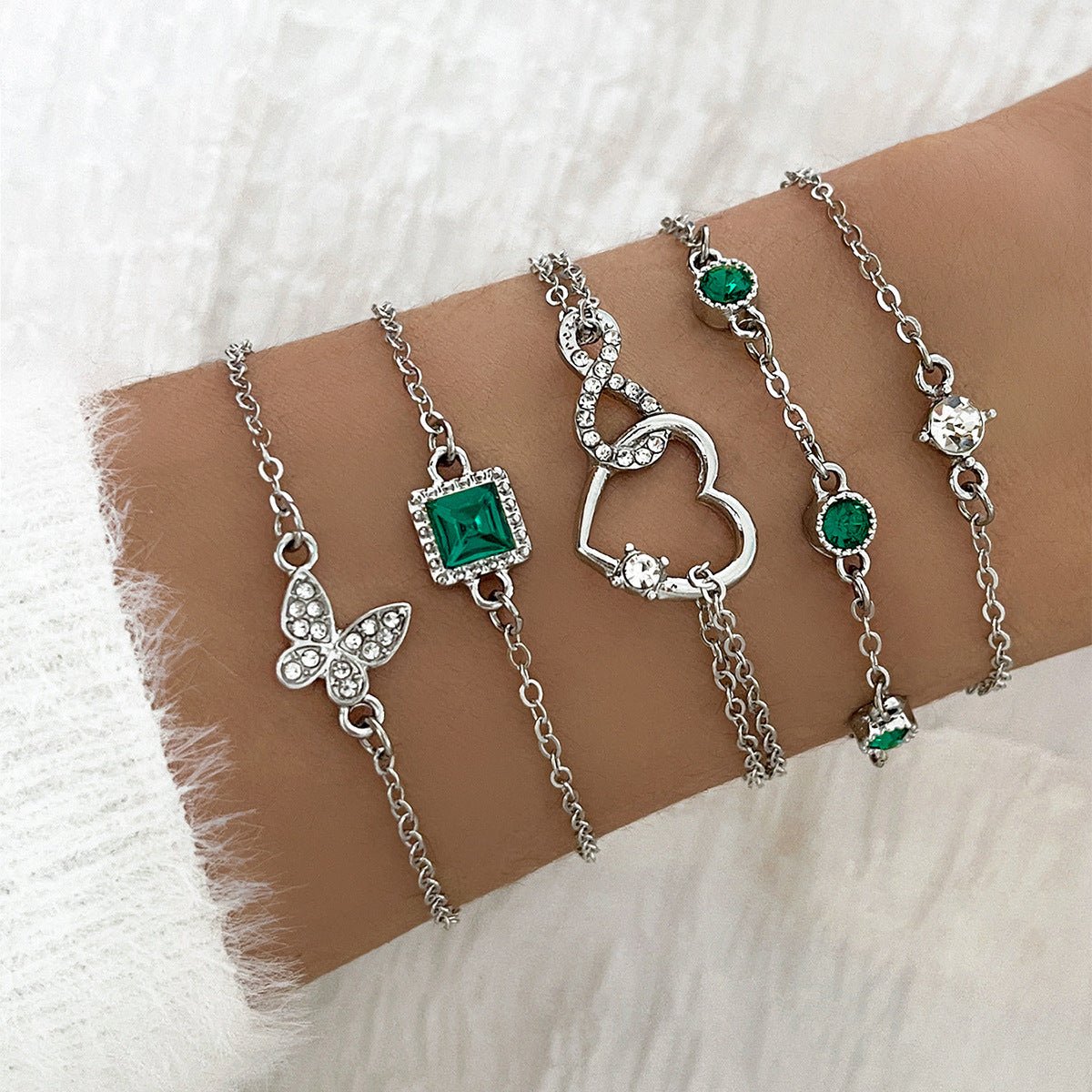 Ensemble de Bracelets Cristal 5 Pièces - Luxe et Chic Personnalisé - KadooKadooArgentCJSL201832902BYMykadoo.shopBracelet