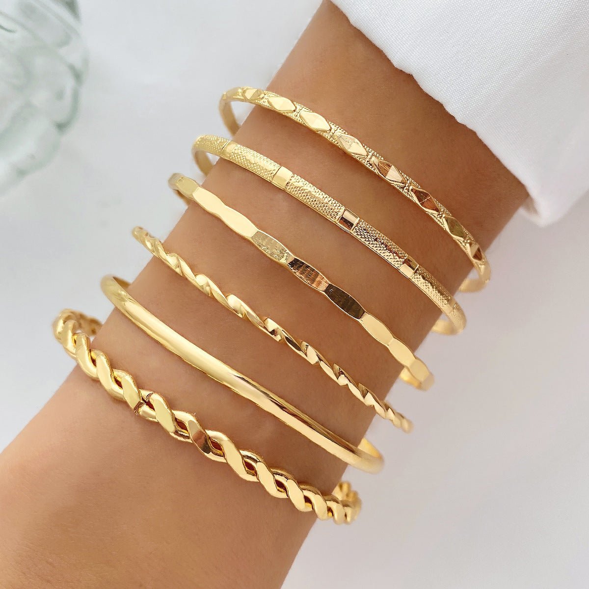 Ensemble de Bracelets Joncs - Élégance Géométrique et Style Féminin - KadooKadooOrCJSL200848301AZMykadoo.shopBracelet