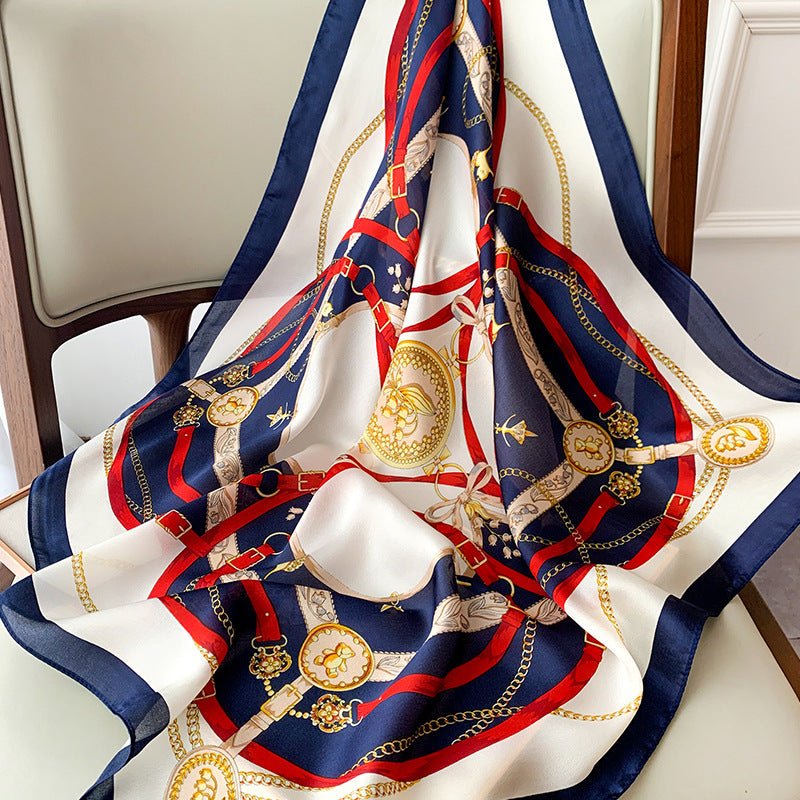 Foulards en Soie Imprimés – Élégance Automnale pour Vos Événements - KadooKadooBleu marineCJWJ158657902BYMykadoo.shopFoulard