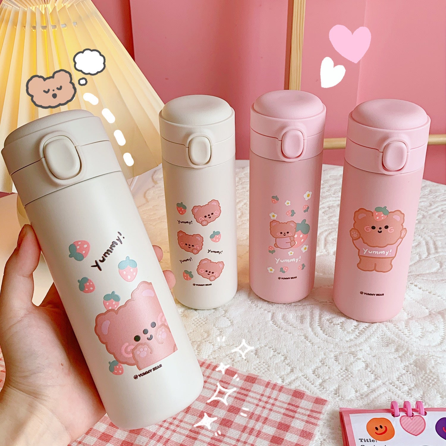 Mug Portable Petit Ours Simple – L'Accessoire Mignon et Pratique pour Vos Boissons - KadooKadooDuo d'Oursons RosesCJJJCFHS02330 - Pink 2 bears - 300mlMykadoo.shopMug