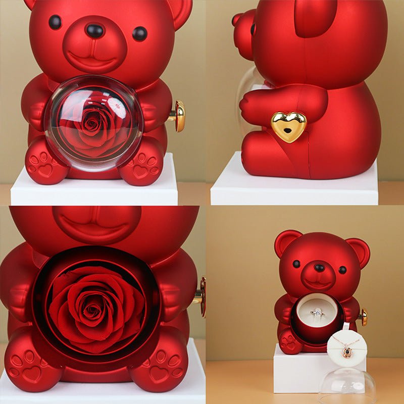 Ours Bijou Magique – Coffret Rotatif avec Rose Éternelle - KadooKadooBleuCJYD207042507GTMykadoo.shopCoffret De Cadeau