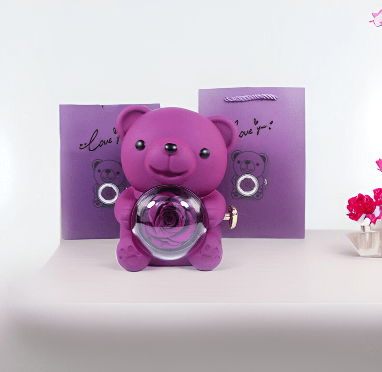 Ours Bijou Magique – Coffret Rotatif avec Rose Éternelle - KadooKadooVioletCJYD207042506FUMykadoo.shopCoffret De Cadeau