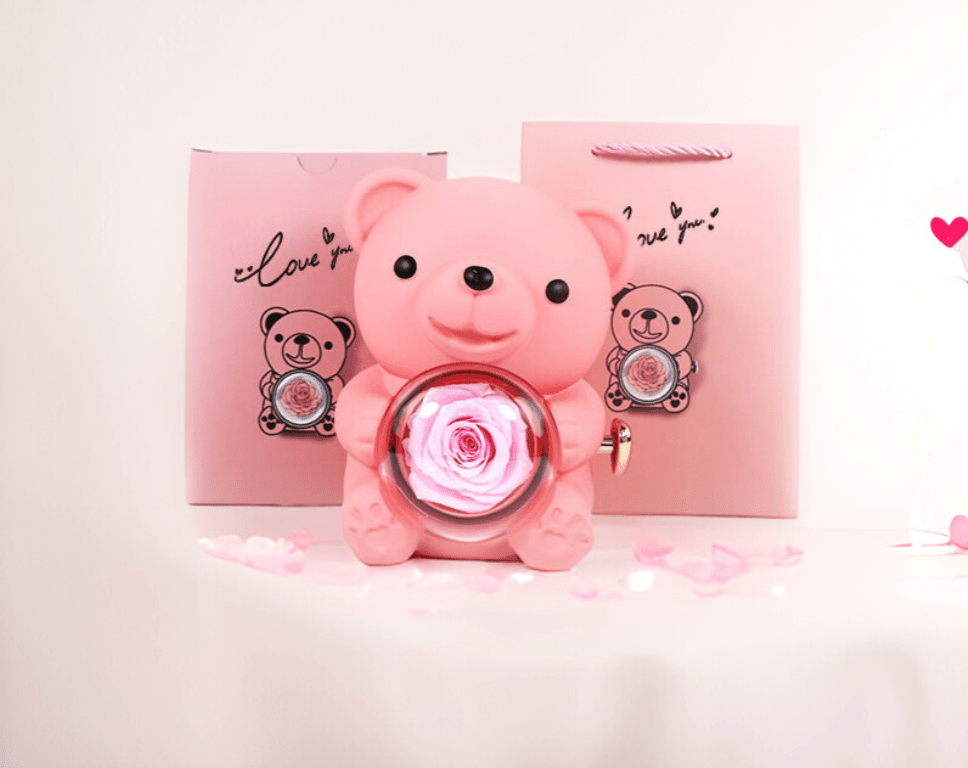 Ours Bijou Magique – Coffret Rotatif avec Rose Éternelle - KadooKadooRoseCJYD207042503CXMykadoo.shopCoffret De Cadeau