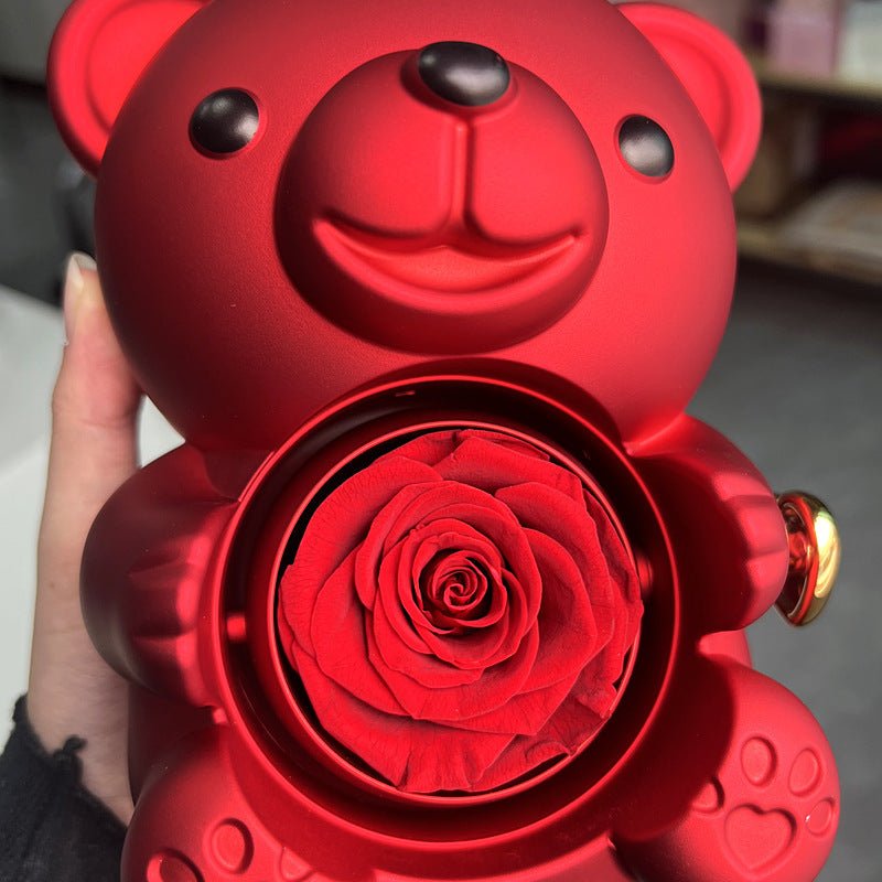 Ours Bijou Magique – Coffret Rotatif avec Rose Éternelle - KadooKadooRougeCJYD207042502BYMykadoo.shopCoffret De Cadeau