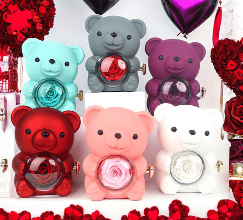 Ours Bijou Magique – Coffret Rotatif avec Rose Éternelle - KadooKadooBleuCJYD207042507GTMykadoo.shopCoffret De Cadeau