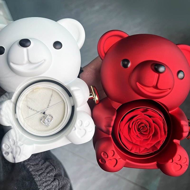 Ours Bijou Magique – Coffret Rotatif avec Rose Éternelle - KadooKadooBleuCJYD207042507GTMykadoo.shopCoffret De Cadeau