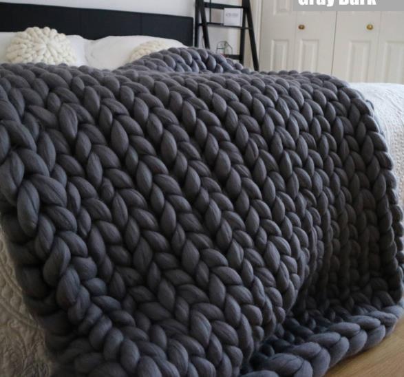 Plaid Chunky Tricoté à la Main 100x120 cm – Douceur et Confort Exceptionnels - KadooKadooGris foncéCJJJJTJT40778 - Dark Grey - 100x120cmMykadoo.shopCouverture