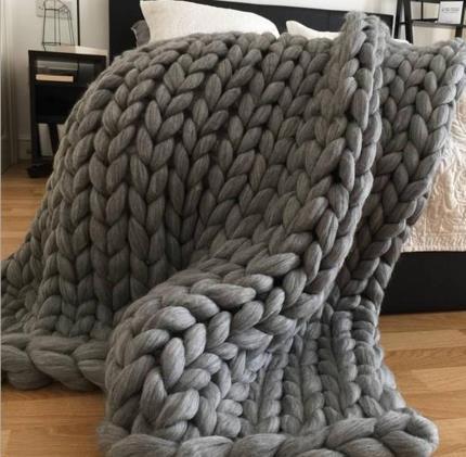 Plaid Chunky Tricoté à la Main 100x120 cm – Douceur et Confort Exceptionnels - KadooKadooGrisCJJJJTJT40778 - Medium grey - 100x120cmMykadoo.shopCouverture