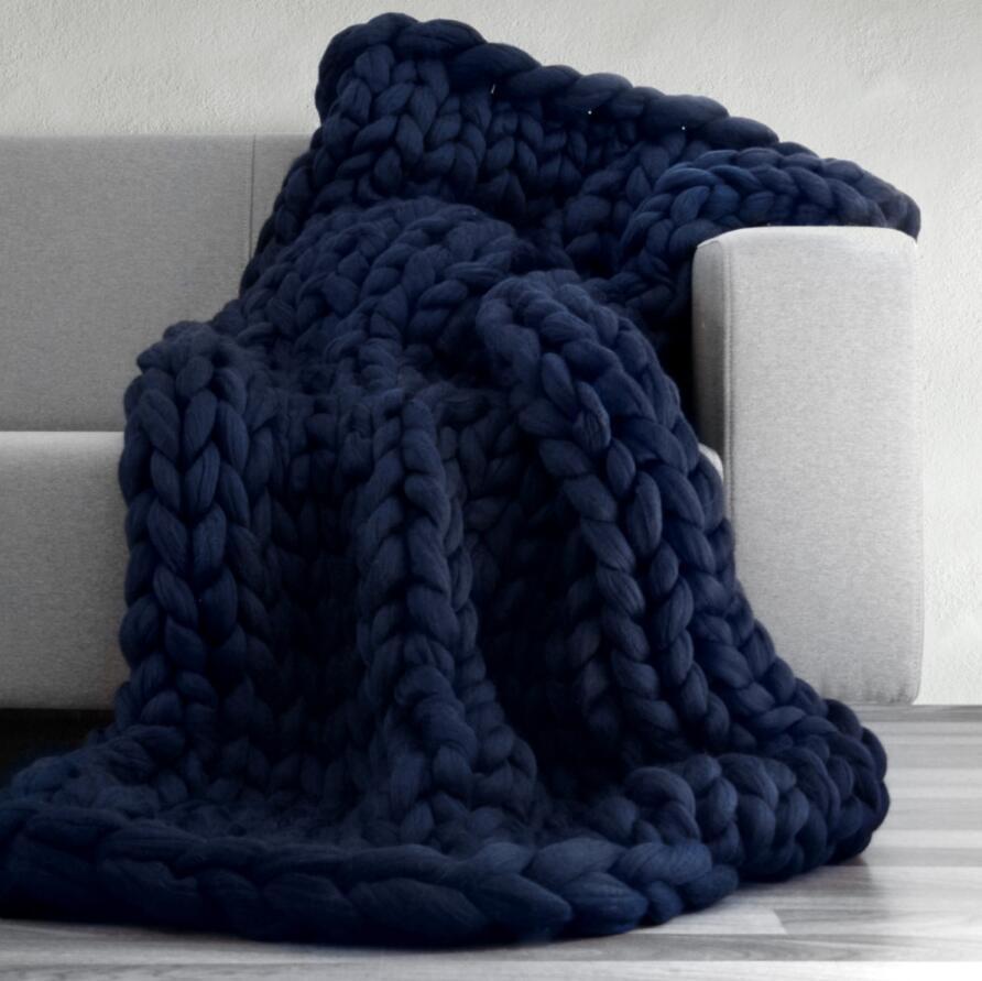 Plaid Chunky Tricoté à la Main 100x120 cm – Douceur et Confort Exceptionnels - KadooKadooBleu marrinCJJJJTJT40778 - Navy - 100x120cmMykadoo.shopCouverture