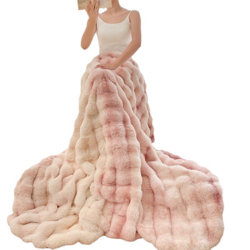 Plaid en Velours Angora – L'Incontournable de la Douceur et du Luxe - KadooKadooVert argentéCJYD204886946TGMykadoo.shopPlaide