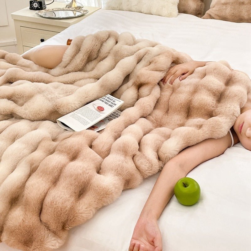 Plaid en Velours Angora – L'Incontournable de la Douceur et du Luxe - KadooKadooCaramelCJYD204886941OLMykadoo.shopPlaide