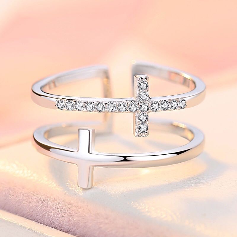 Reflet de Croix Miniature Cuivre Incrusté Zircon - KadooKadooPlatinumCJLX119831401AZMykadoo.shopBague