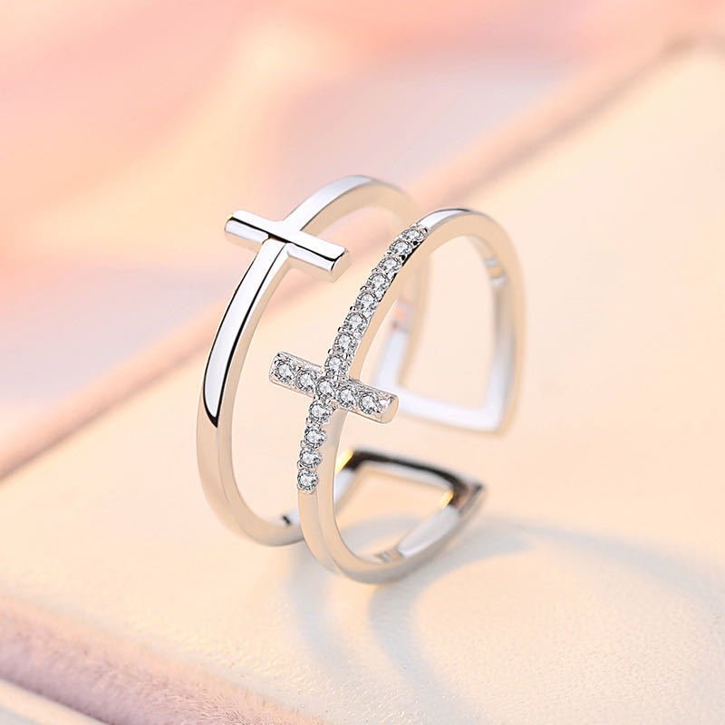 Reflet de Croix Miniature Cuivre Incrusté Zircon - KadooKadooPlatinumCJLX119831401AZMykadoo.shopBague