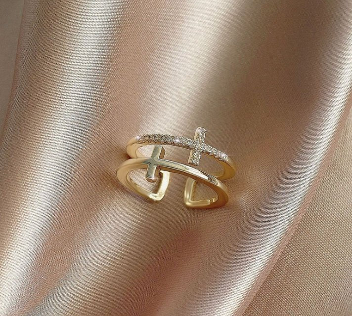 Reflet de Croix Miniature Cuivre Incrusté Zircon - KadooKadooGoldCJLX119831410JQMykadoo.shopBague