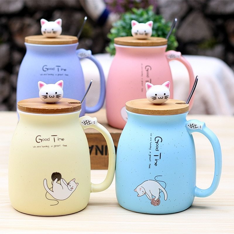 Tasse en Céramique Cartoon Chat – Élégance et Fun au Quotidien - KadooKadooBleuCJJJCFHS01410 - BlueMykadoo.shopTasse