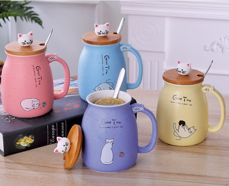 Tasse en Céramique Cartoon Chat – Élégance et Fun au Quotidien - KadooKadooBleuCJJJCFHS01410 - BlueMykadoo.shopTasse