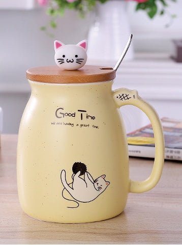 Tasse en Céramique Cartoon Chat – Élégance et Fun au Quotidien - KadooKadooJauneCJJJCFHS01410 - YellowMykadoo.shopTasse