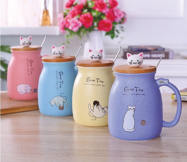 Tasse en Céramique Cartoon Chat – Élégance et Fun au Quotidien - KadooKadooBleuCJJJCFHS01410 - BlueMykadoo.shopTasse